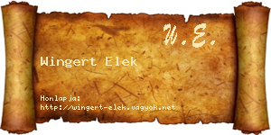 Wingert Elek névjegykártya